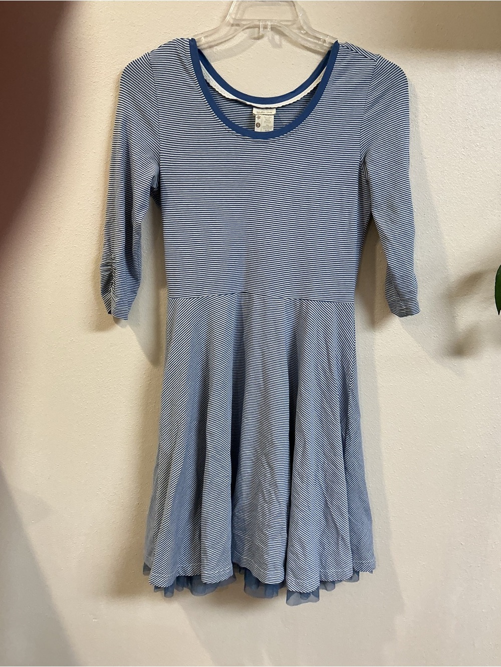 Matilda Jane Between The Lines Dress Blue Stripe Soft Tulle Underlay Size S
